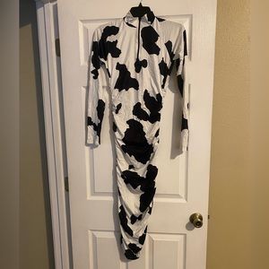 Black and white cow print dress